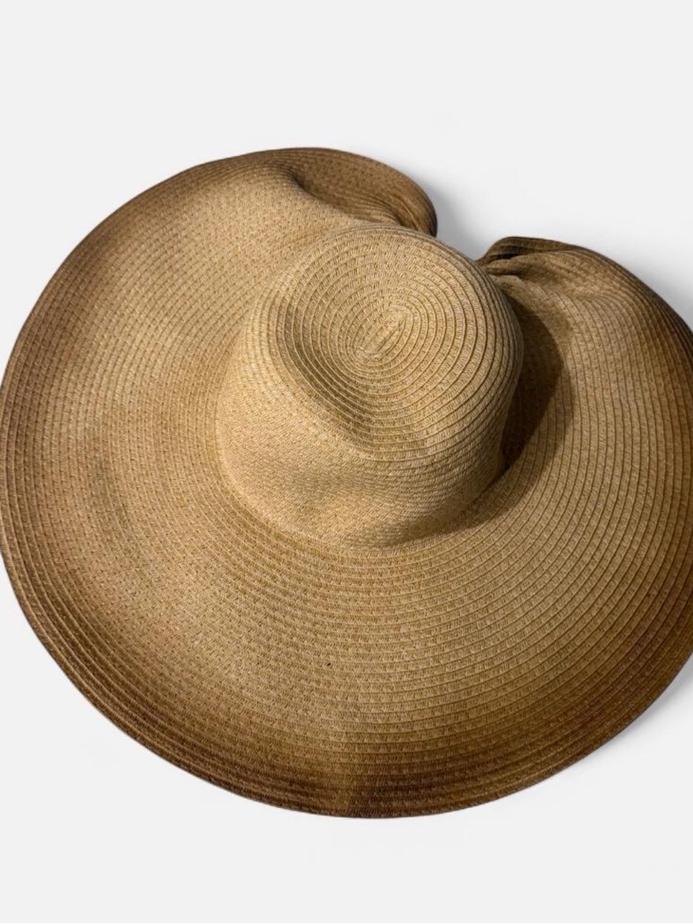 JustFab Wide-Brim Straw Sun Hat in Tan